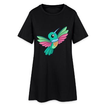 Colibri Mascotte mignonne Personnage de dessin animé Kawaii - Robe T-shirt Femme - noir - Devant