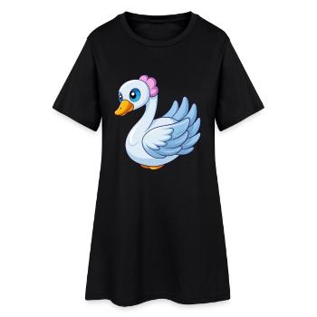 Cygne Mascotte mignonne Personnage de dessin animé Kawaii - Robe T-shirt Femme - noir - Devant