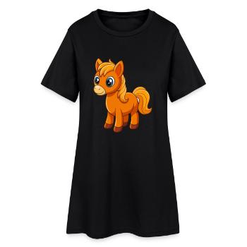 Cheval Mignon Mascotte Personnage De Dessin Animé Kawaii - Robe T-shirt Femme - noir - Devant
