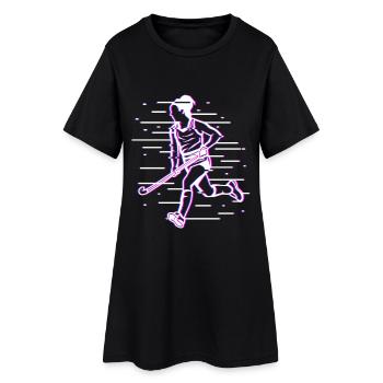 Dessin de fille de hockey - Robe T-shirt Femme - noir - Devant