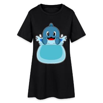 Delfin Wasserbecken - Frauen T-Shirt-Kleid - Schwarz - Vorne