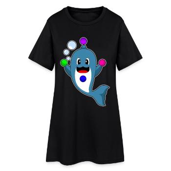 Delfin Jongleur Jonglieren - Frauen T-Shirt-Kleid - Schwarz - Vorne