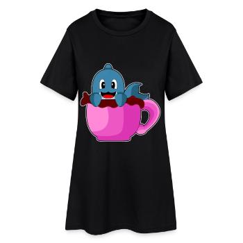 Tasse à café Dolphin - Robe T-shirt Femme - noir - Devant