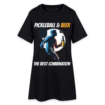 Pickleball et bière : la meilleure combinaison - Robe T-shirt Femme - noir - Devant