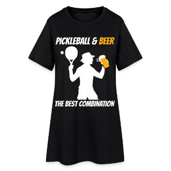 Pickleball et bière : la meilleure combinaison - Robe T-shirt Femme - noir - Devant