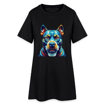 American Pitbull Terrier Chien Race Dessin animé Kawaii - Robe T-shirt Femme - noir - Devant