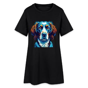 Bretagne, race de chien, dessin animé coloré, Kawaii - Robe T-shirt Femme - noir - Devant