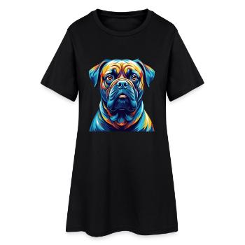 Bullmastiff Chien Race Coloré Dessin animé Kawaii - Robe T-shirt Femme - noir - Devant