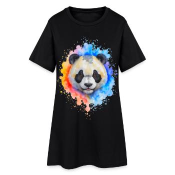 Éclaboussure de panda aquarelle - Robe T-shirt Femme - noir - Devant