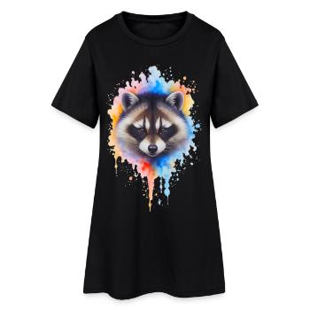 Explosion de couleurs aquarelle de raton laveur - Robe T-shirt Femme - noir - Devant