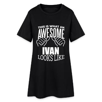 Ivan - Frauen T-Shirt-Kleid - Schwarz - Vorne