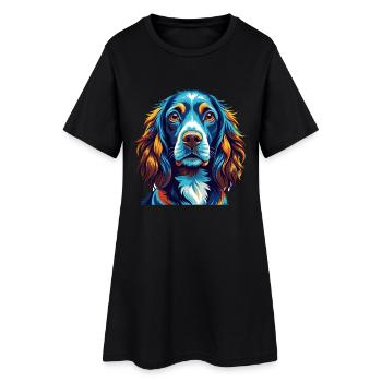 Épagneul des champs Chien race Dessin animé coloré Kawaii - Robe T-shirt Femme - noir - Devant