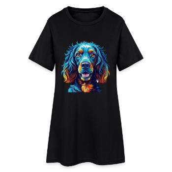 Irischer Wasserspaniel Hund Rasse Karikatur Kawaii - Frauen T-Shirt-Kleid - Schwarz - Vorne