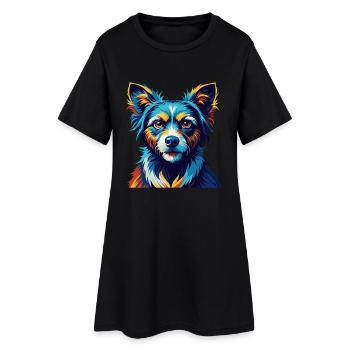 Hortaya Borzaya Race de chien dessin animé coloré Kawaii - Robe T-shirt Femme - noir - Devant