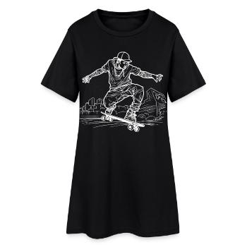 Dessin de skateboarder - Robe T-shirt Femme - noir - Devant
