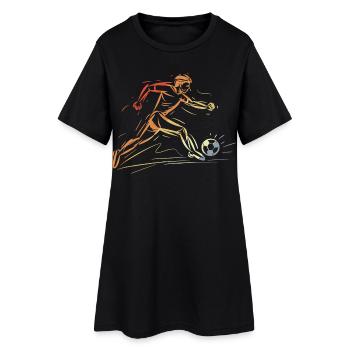 Joueur de football dessinant rétro - Robe T-shirt Femme - noir - Devant