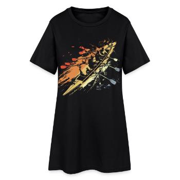 Retro Ruderteam Grafik - Frauen T-Shirt-Kleid - Schwarz - Vorne