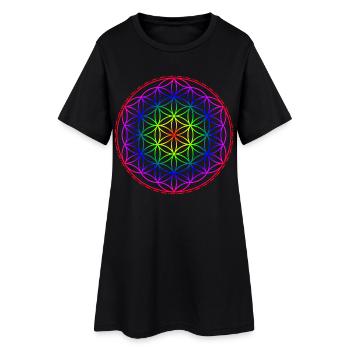 Fleur de vie arc-en-ciel - Robe T-shirt Femme - noir - Devant