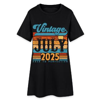 Juillet 2025, Cadeau Anniversaire juillet 2025. - Robe T-shirt Femme - noir - Devant
