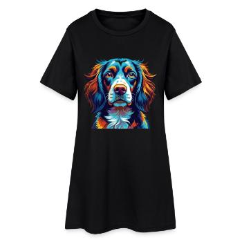 Épagneul picard Race de chien Coloré Dessin animé Kawaii - Robe T-shirt Femme - noir - Devant