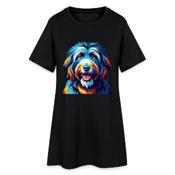 Portuguese Sheepdog Breed Colorful Cartoon Kawaii - Women’s T-Shirt Dress - black - Front