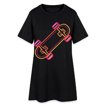 Skateboard Cartoon Look - Robe T-shirt Femme - noir - Devant