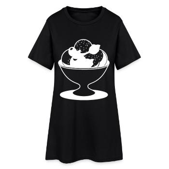 Eisbecher Zeichnung - Frauen T-Shirt-Kleid - Schwarz - Vorne