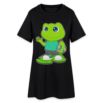 Frosch Volleyballspieler Volleyball - Frauen T-Shirt-Kleid - Schwarz - Vorne