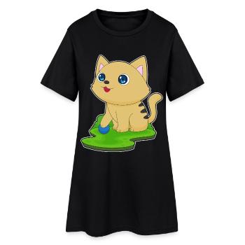 Chat mignon - Robe T-shirt Femme - noir - Devant