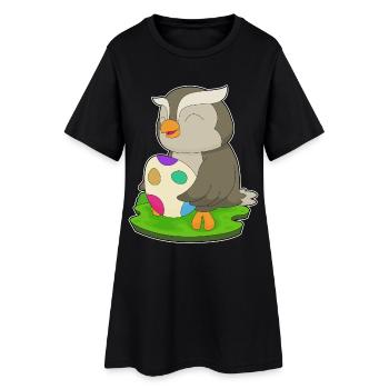 Œuf de Pâques hibou - Robe T-shirt Femme - noir - Devant