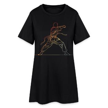 Croquis de karatéka vintage - Robe T-shirt Femme - noir - Devant