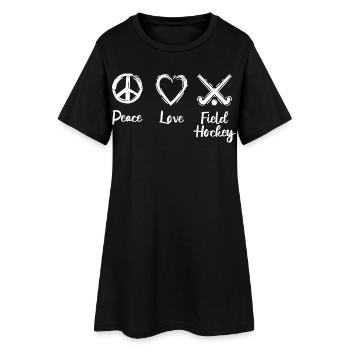 Peace Love Field Hockey - Frauen T-Shirt-Kleid - Schwarz - Vorne