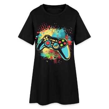 Manette de jeu - Robe T-shirt Femme - noir - Devant