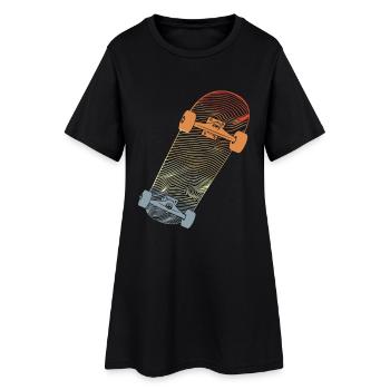 Vintage Skateboard Line Art - Women’s T-Shirt Dress - black - Front