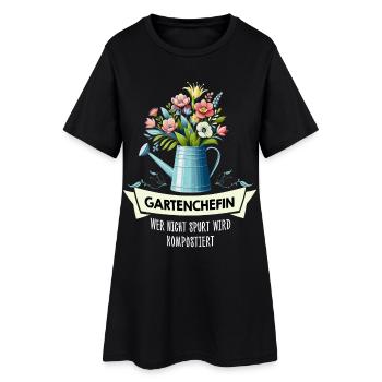 Gartenchefin – wer nicht spurt wird kompostiert - Frauen T-Shirt-Kleid - Schwarz - Vorne