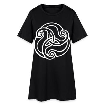 Weiße Blüte mit drei Blütenblättern - Frauen T-Shirt-Kleid - Schwarz - Vorne