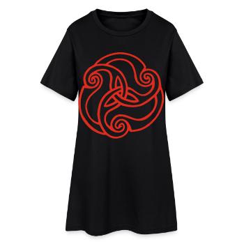 Fleur rouge à trois pétales - Robe T-shirt Femme - noir - Devant