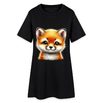 renard mignon renard petit design - Robe T-shirt Femme - noir - Devant
