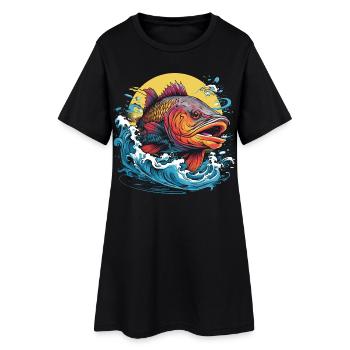 Illustration de pêche - Robe T-shirt Femme - noir - Devant