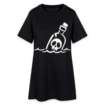 Crâne blanc en bouteille - Robe T-shirt Femme - noir - Devant