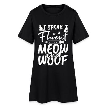 Je parle couramment miaulement et trame - Robe T-shirt Femme - noir - Devant