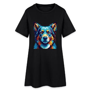 Argentino Chien Race Coloré Dessin Animé Kawaii - Robe T-shirt Femme - noir - Devant