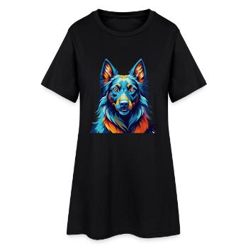 Belge Groenendael Race Chien Dessin Animé Kawaii - Robe T-shirt Femme - noir - Devant