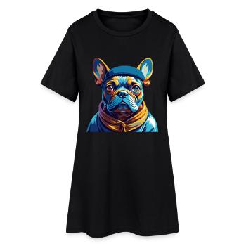 Chien Français Race de chien Coloré Dessin animé Kawaii - Robe T-shirt Femme - noir - Devant