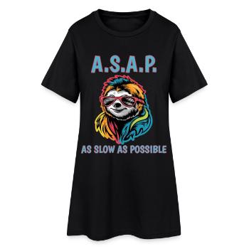 ASAP So langsam wie möglich Cool Sloth Fun Zitat - Frauen T-Shirt-Kleid - Schwarz - Vorne