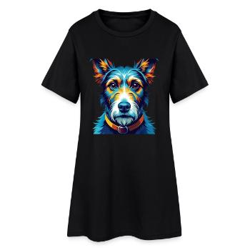 Fox Terrier Smooth Dog Breed Cartoon Kawaii - Women’s T-Shirt Dress - black - Front