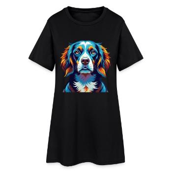 Grand Anglo Français Race de Chien Dessin Animé Kawaii - Robe T-shirt Femme - noir - Devant