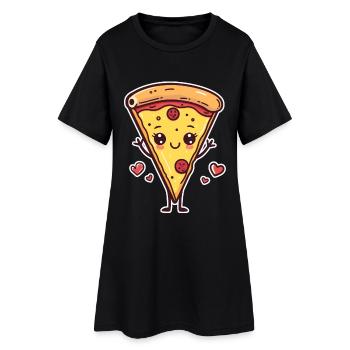Pizza Cartoon Look - Women’s T-Shirt Dress - black - Front