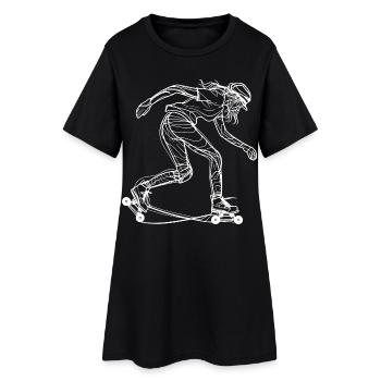 Rollschuh Mädchen - Frauen T-Shirt-Kleid - Schwarz - Vorne
