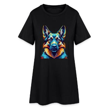 Deutscher Schäferhund Rasse Bunte Karikatur Kawaii - Frauen T-Shirt-Kleid - Schwarz - Vorne